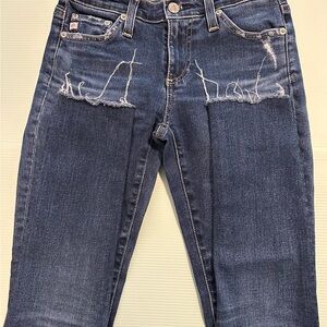 AG Adriano Goldschmied Distressed Ankle Jeans - Blue